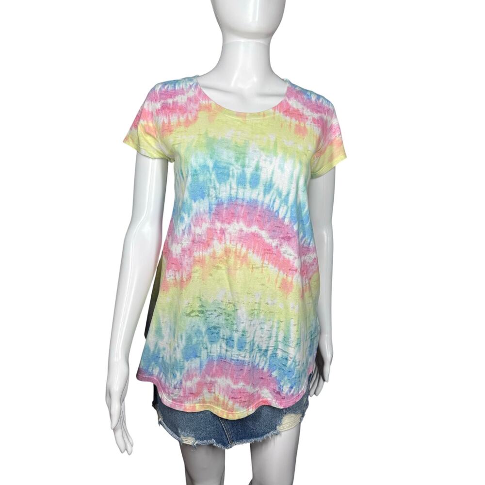 Whimsy Rose Tie Dye Rainbow Flare Tee T-Shirt American Made Size XS